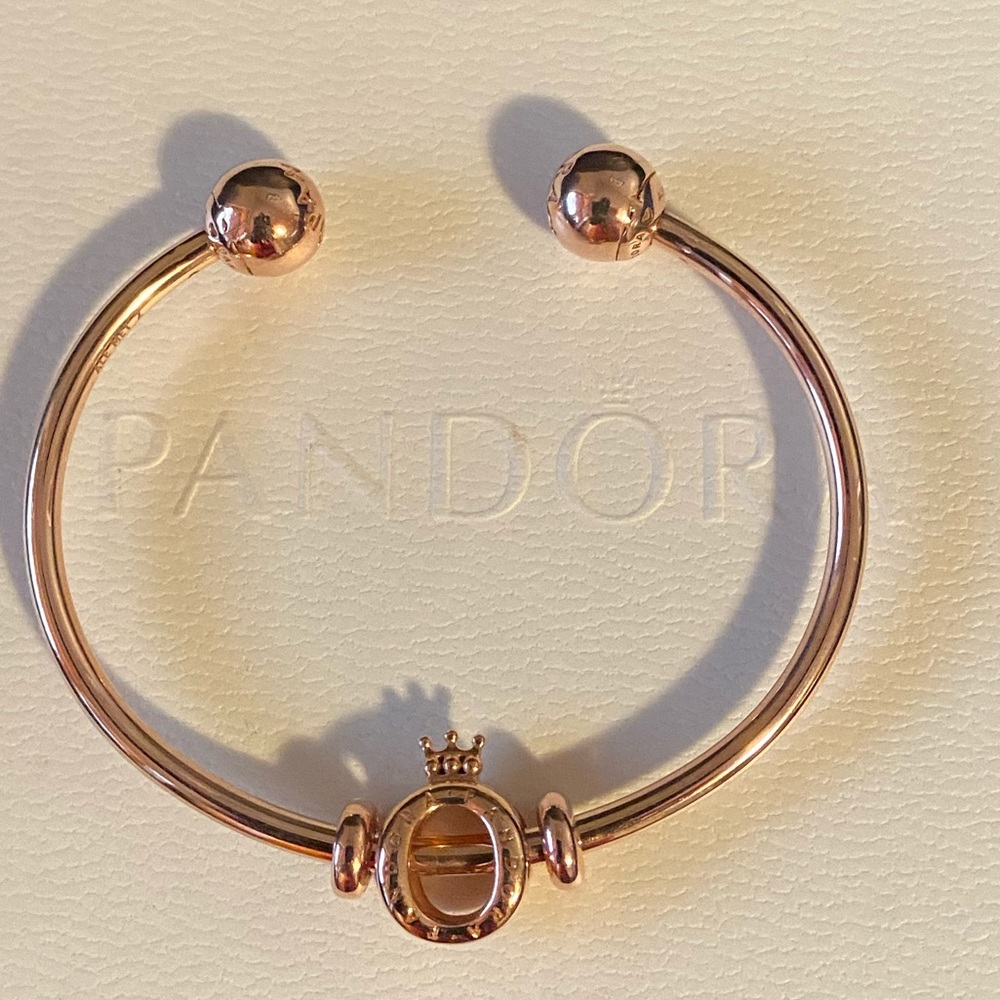 Authentic Pandora Moments Open Bangle w/ Charm